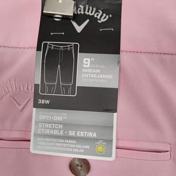 Callaway NEW Men's Golf Shorts Size 38 Candy Pink 681 Opti Dri UPF 50 Stretch - Picture 3 of 12